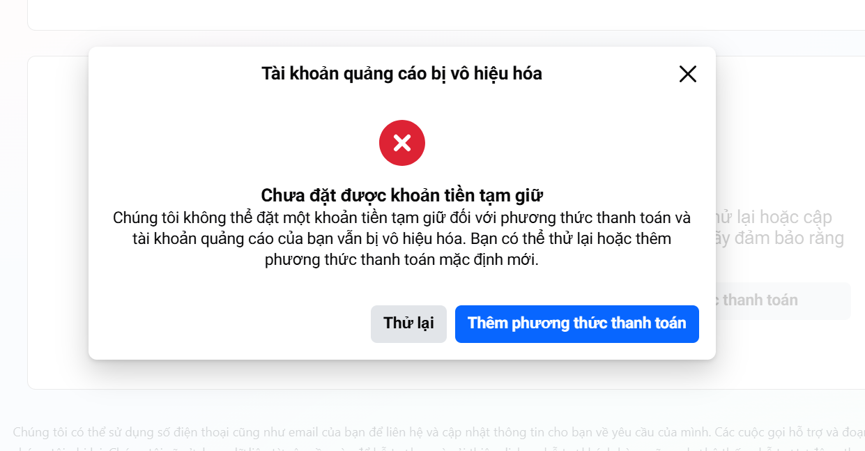 tạm giữ một khoản tiền từ thẻ visa
